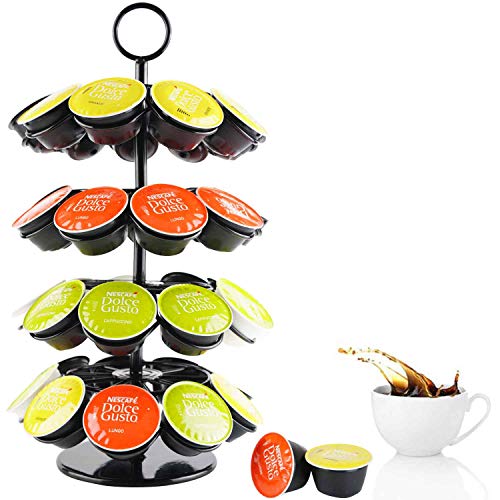 Coffee Pod Holder Rack Storage Stand Tower,Coffee Capsule Rack
360-Degree Rotation Compatible 4-Tier,36 Pod Capacity for K-Cups and
Dolce Gusto - Black AHUA