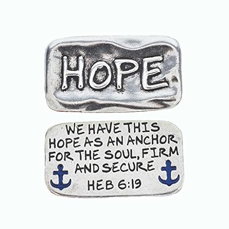 Pewter Scripture Pocket Token Hope Hebrews 619 34 X 1 5