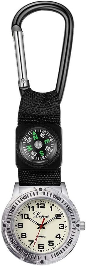 Cathalem Men's Aluminum Backpacker Clip Watch Glow in The Dark Unisex Belt Fob Watch Tone