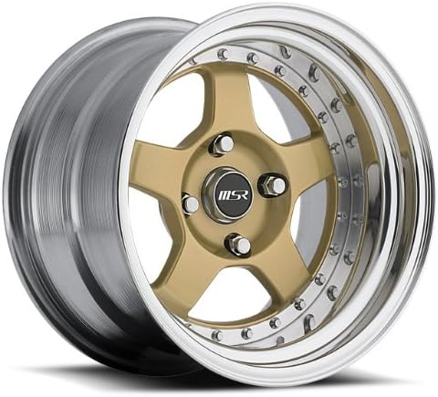 MSR 229 15x9 Gold with Polished Lip 4x100 +15 two piece wheel