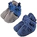 Luvable Friends Fleece Scooties, 2 Pack, Gray and Blue, 0-6 Months