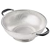 KUKPO EASY GRIP - 5-Quart Stainless Steel Colander - Strainer For Pasta, Noodles, Orzo, Vegetables & Fruits - Heat Resistant Handles!