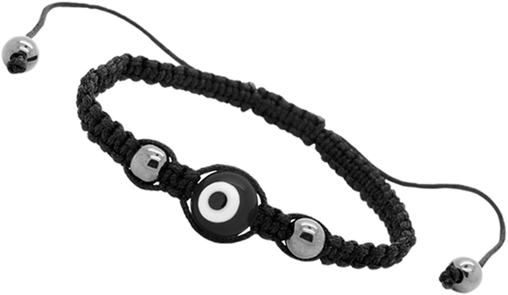 Evil Eye Good Luck Bracelet Glass Colors Adjustable Size Nylon Cord