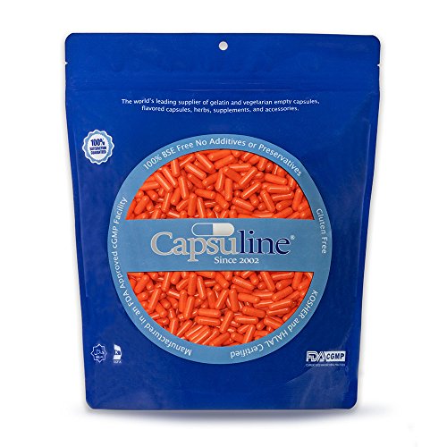 Capsuline Colored Gelatin Empty Capsules Size 3 Orange/Orange 1000 Count