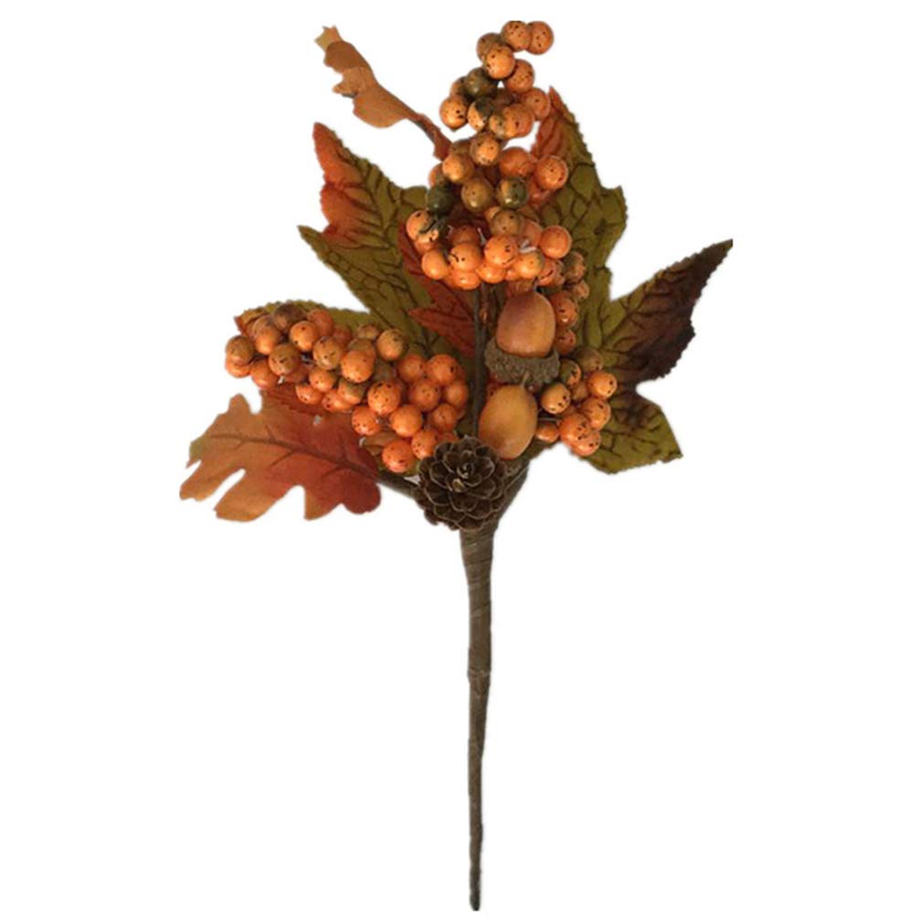 Amosfun Autumn Leaves Branches Artificial Berries Pine Cone Ornament Decoration for Thanksgiving Home Kitchen Christmas Fall Festival