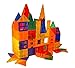 Mag-Genius Award Winning building Tiles Clear Colours 3D Brain Building Blocks Set of 105 + Pieces Includes 2 Cars And Free Storage Bin by Mag-Genius
