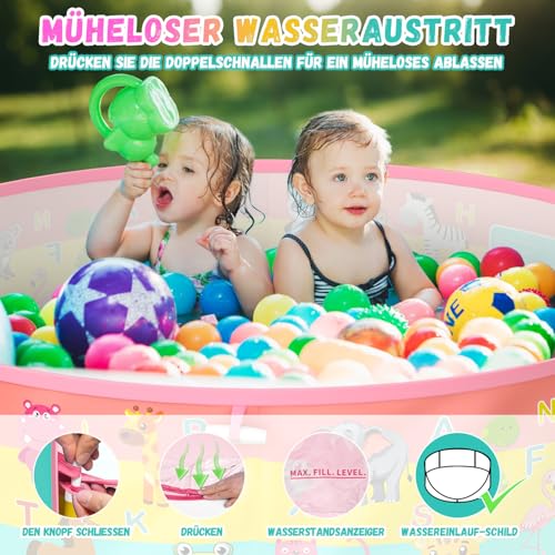 Baby Paddling Pool with Roof, Pop-Up Beach Shelter, Baby UV Protection 50+ with Storage Bag, 4-in-1 Portable Baby Pool with Sun Protection, Summer Must-Haves for Beach, Holiday, Camping and Picnic