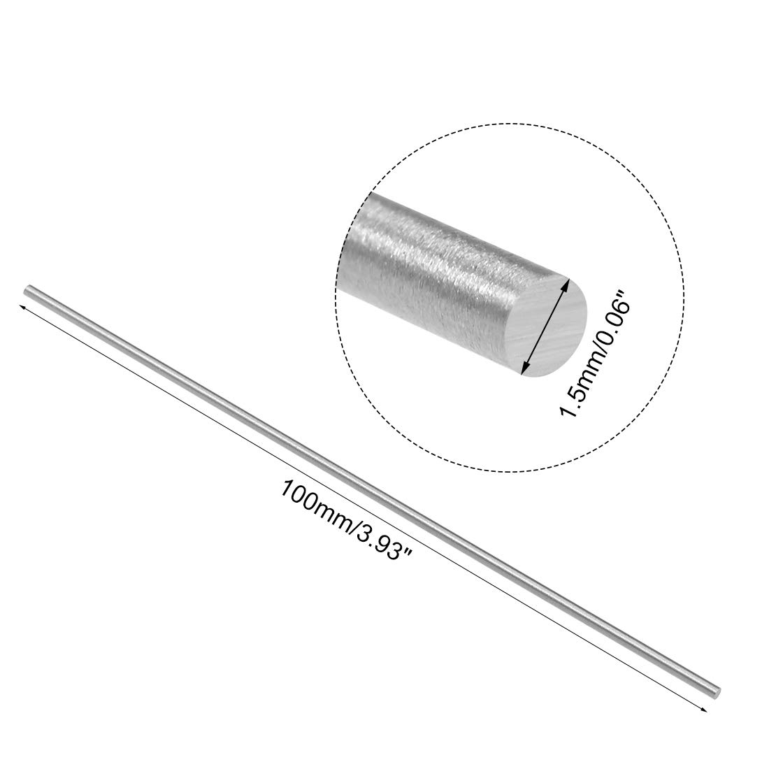 sourcing map Round Steel Rod, 1.5mm HSS Lathe Bar Stock Tool 100mm Long - Image 3