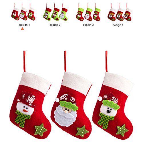 Ipegtop 3 set 7.5" mini christmas stockings, red c…