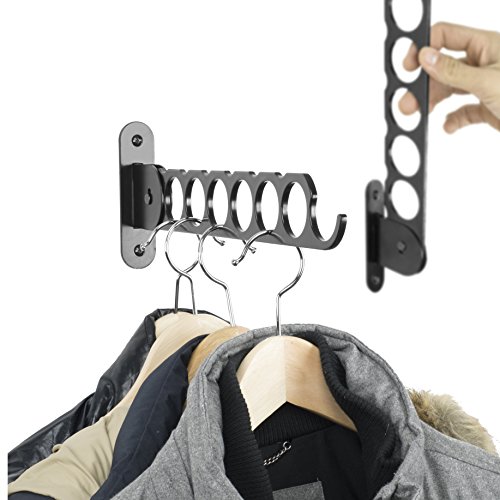 Wall Mount Garment Rack Holder Up To 12 Hanger - Great for Baby, Kids, Men & Women Clothing - Perfect for Laundry, Cleaning and Organizing Your Wardrobe Set Of 2