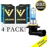 Voltage Automotive 9006 HB4 Headlight Bulb Night Eagle 40 Percent Brighter Professional Upgrade (4 Pack) - Replacement for High Beam Low Beam Fog Lights