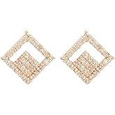 I Jewels Rose Gold Plated Fashion Cubic Zirconia American Diamoand Stud Earrings For Women/Girls (E2975)