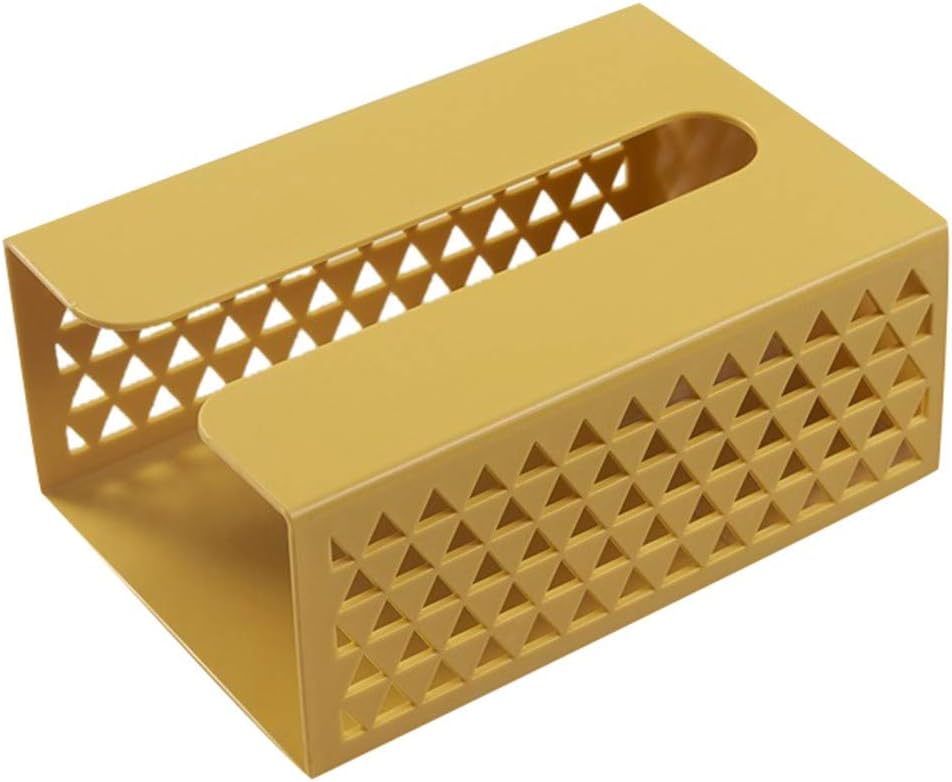 PSFS Tissue Box Holder-Wall-Mounted Cupboard Paper Box Paper Towel Storage Box Punch Free Hollowed Home Waterproof Removable Paper Towel Storage Box (Yellow)