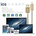 iPhone charger, ALEEGAO 6.5Ft Extra Long Nylon Braided Charging Cable Cord Lightning to USB Cable Charger Compatible with iPhone8 7/7 Plus/6s/6s Plus/6/6Plus/5s/5, iPad/iPod and more (3 Pack Gold)