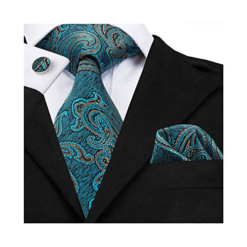 teal green ties for men silk necktie set handkerchief cufflinks gifts for men