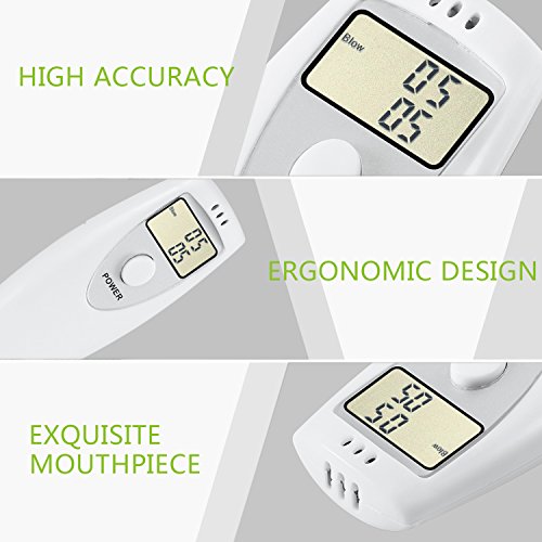 GDbow Breathalyzer Portable Digital Alcohol Tester for Personal Use -White - Thumbnail 3
