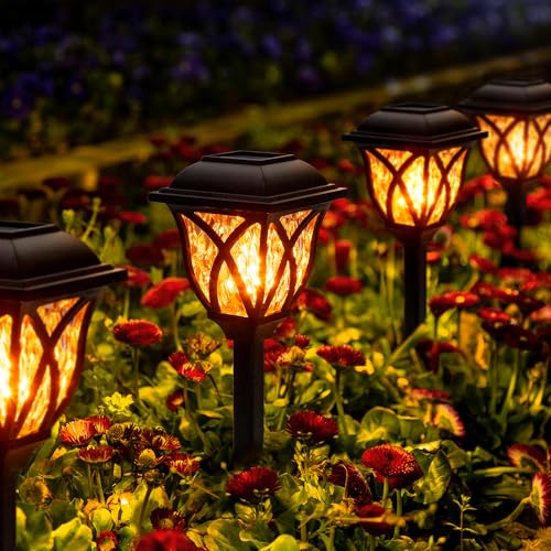 GIGALUMI 8 Pack Solar Flickering Flame Lights