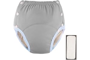 DEEYOTA Adult Elastic Button Cloth Diaper with a Diaper,Adult Cotton Cloth Diaper,Adjustable Diaper Pants,Leak-Proof,Easy to Put on and Take Off,Suitable for Bedridden,Elderly and Incontinent People