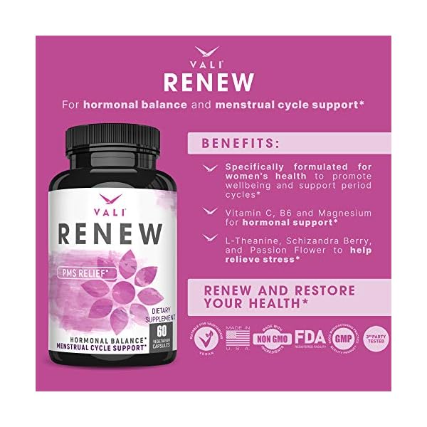 VALI Renew PMS Relief Supplement. Women’s Menstrual Cycle Support. Herbal Formula Vitamins