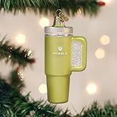 Old World Christmas Green Kringle Cup Glass Blown Ornament for Christmas Tree, Handcrafted Holiday Decoration, Kitchen Collection