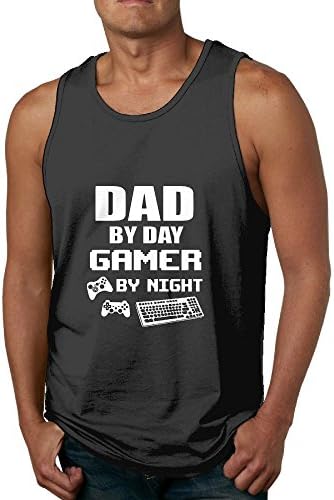 Dad By Day Gamer By Night 100% Cotton Men Tanks Graphic Racerback Tank