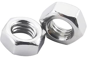 Fajoeda M6-1.0mm Hex Nut,50PCS 304 Stainless Steel(18-8) Hardware Hexagon Nuts,Silver