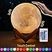 Moon Lamp, AmazeFan 16 Colors 3D Printing Moon Night Light with Stand & Remote & Touch Control and USB Rechargeable, Best Gifts for Baby Kids Lover Birthday Party Christmas