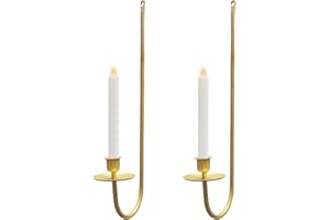 ZDZQFC Metal Wall Candle Sconce Holder Set of 2 Wall Mount Candle Holders Modern Wall Candle Sconces Hanging for Living Room Farmhouse Fireplace Wedding 16.5"×5"×3" (Gold)