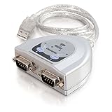 C2G/Cables to Go 26478 USB to 2-Port DB9 Serial RS232 Adapter Cable, TAA Compliant (2 Feet, 0.6 Meters)