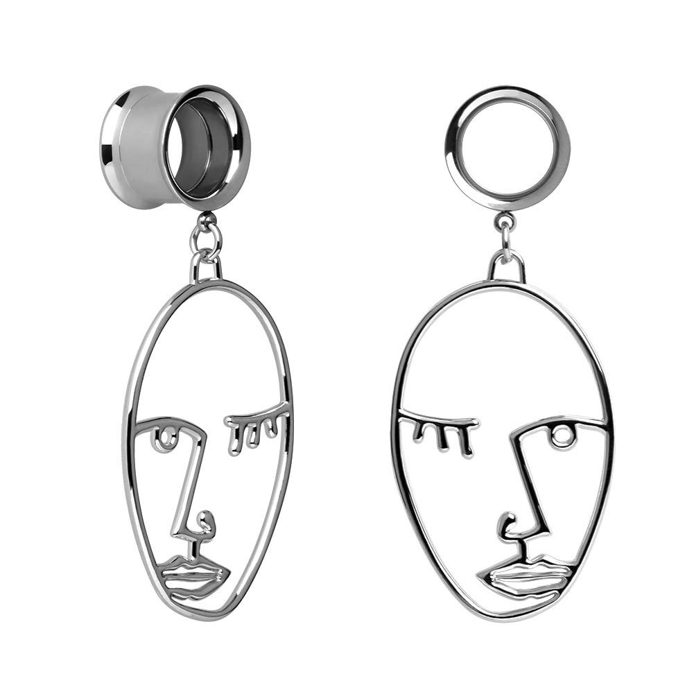 TBOSEN 2pcs Amazing Mask Dangle Plugs Unusual Dangle Gauges Tunnels For Ear 6mm - 25mm