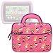 Evecase Kids Tablet Sleeve Case, Cute Princess Themed Neoprene Travel Carrying Slim Bag w/ Dual Handle and Accessory Pocket - Pink w/ Purple Trim