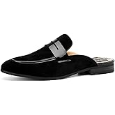 JITAI Mens Mules Velvet Slippers Slip-On Loafers for Men Casual Open Backless Sandals
