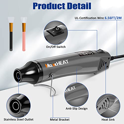 Mini Heat Gun, 662℉ MAXXHEAT Hot Air Gun Kit with 6.56FT Cable