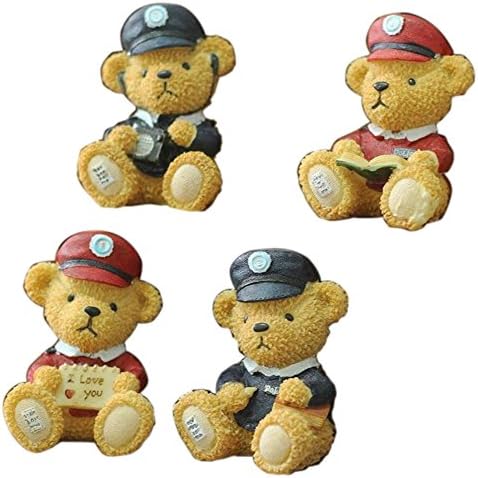 Collectible Figure,Mushine Zakka English Bear Series Home Decor Accents,Zakka Style Polyresin Figurine and Sculpture,Decorative Ornaments For Vehicle,Home,Garden,Patio (English Bear Figure-Set of 4)