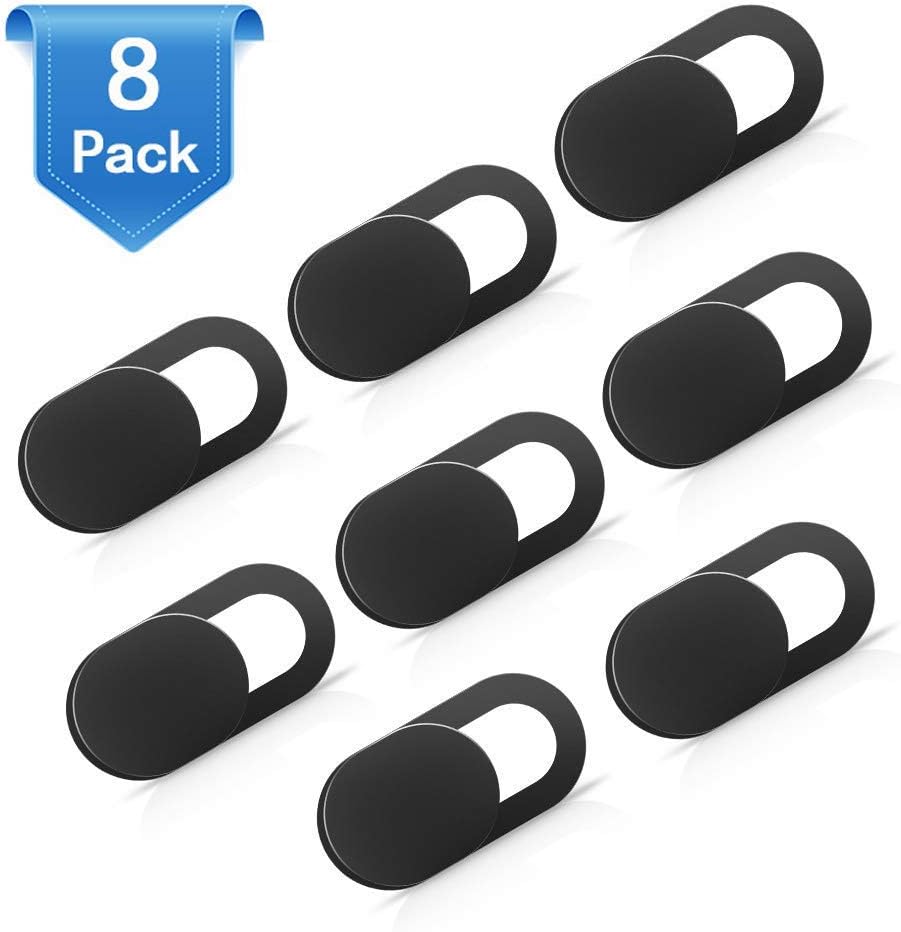 Webcam Cover, (8-Packs) Ultra Thin Design Laptop Camera Cover Slide Fits Ipad Echo Spot Smartphones Tablets MacBook Pro Laptop Computers Strong Adhesive,Protecting Privacy& Security (black)