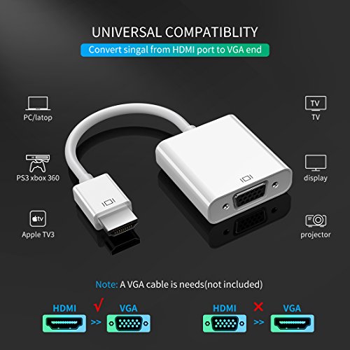 HDMI to VGA Adapter, Humixx Active Video Adapter Converter with 3.5mm Audio Jack 1080P for Computer, Desktop, Laptop, PC, Monitor, Projector, HDTV, Chromebook, Raspberry Pi, Roku, Xbox and More - Thumbnail 6