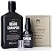 Big Forest Beard Growth Kit: Beard Wash & Beard Oil - 100% Natural & Organic Facial Hair Care Set for Men - in a Mustache Stamped Linen Pouch