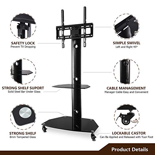 TAVR Mobile TV Cart Rolling tv Stand with Locking Wheels for 27 30 32