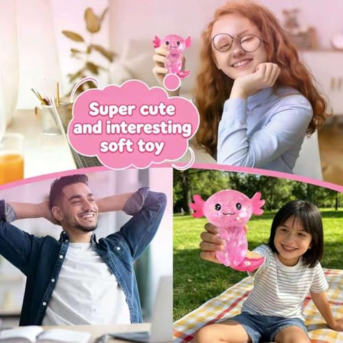 Last page® Axolotl Squishy Stress Relief Toy – Glitter Fidget Toy Cute Salamander Squeeze Toy for Kids & Adults, Party Favor Desk Fidget