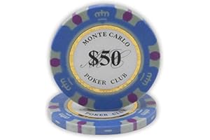 DA VINCI 14 Gram Clay Monte Carlo Poker Club Premium Quality Poker Chips Pack of 50 Chips