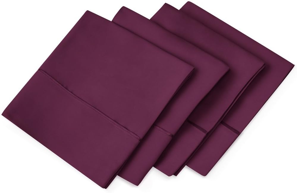 Vera Nice Hotel Collection Ultra Soft Pillow Case (4-Pack) – All-Natural Pure Aloe Vera Treatment – Eco-Friendly, Hypoallergenic Pillow Cover Infused with Soothing Aloe Vera - Purple - Standard/Queen