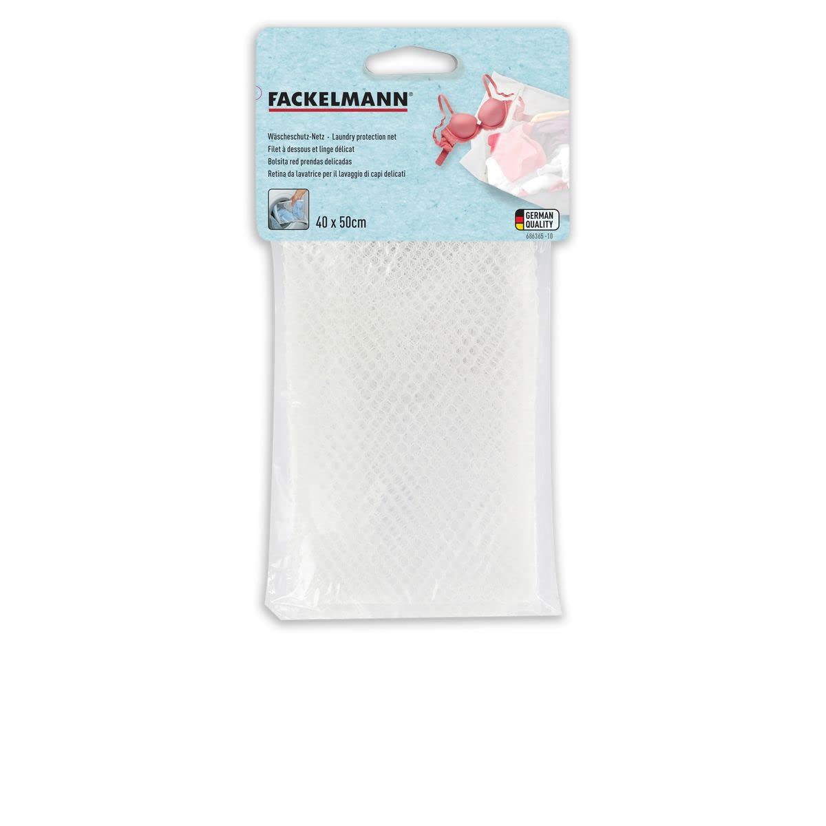 Fackelmann 686365 Washing Net for Delicate Laundry, Plastic Washing Machine, White, 40 x 50 cm