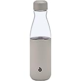 S'well Glass Original Water Bottle, 18oz, Lunar Grey, Borosilicate Glass Bottle With Protective Silicone Sleeve, Zero Plastic, Leakproof, BPA Free