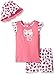 Gerber Little Girls' Toddler Three-Piece Shirt, Bloomer and Tulip Hat Set, Kitty, 4T