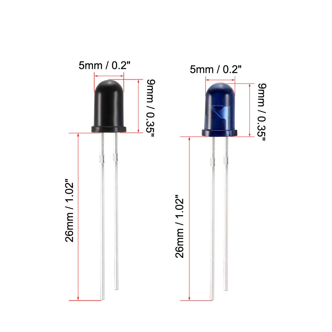uxcell 100pcs 5mm 940nm Infrared Emitter Diode DC 1.2V LED IR Emitter Light Emitting Diodes