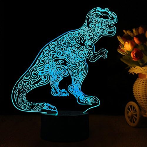 Tons 3D Lamp Illusion Animals Shape Acrylic Table Night Light for Boys cool Birthday Gift Colorful 7 Colors With USB Touch (Dinosaur)