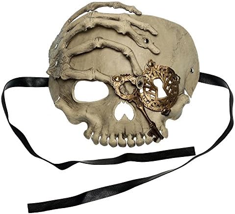 ILOVEMASKS Halloween Skull with Key Venetian Masquerade Half Face Mask