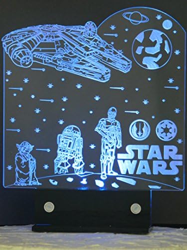 Personalized Star Wars Inspired Cake Topper, with LED Light By Acryleddesigns