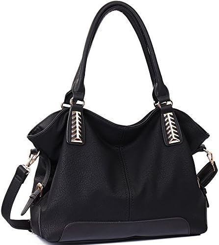 JOYSON Women Handbags Hobo PU Leather Purse Top-Handle Bags Tote Large Shoulder Handbags Black