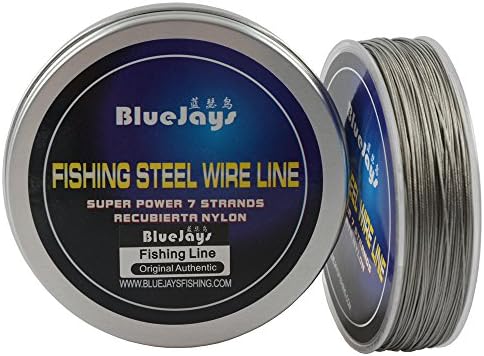 BlueJays 100M Fishing steel wire Fishing lines max power 7 strands super soft wire lines Cover with plastic Waterproof Stainless Steel Leader Wire (Diameter 0.3mm 100M)